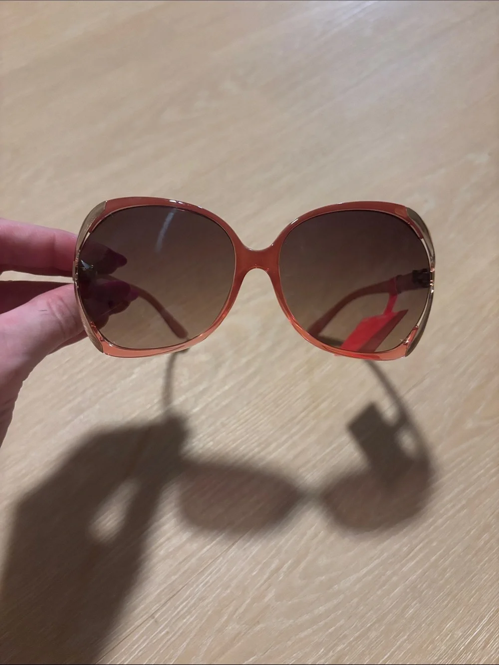 NWT Bob Mackie Oversized Coral & Gold Frame Sunglasses